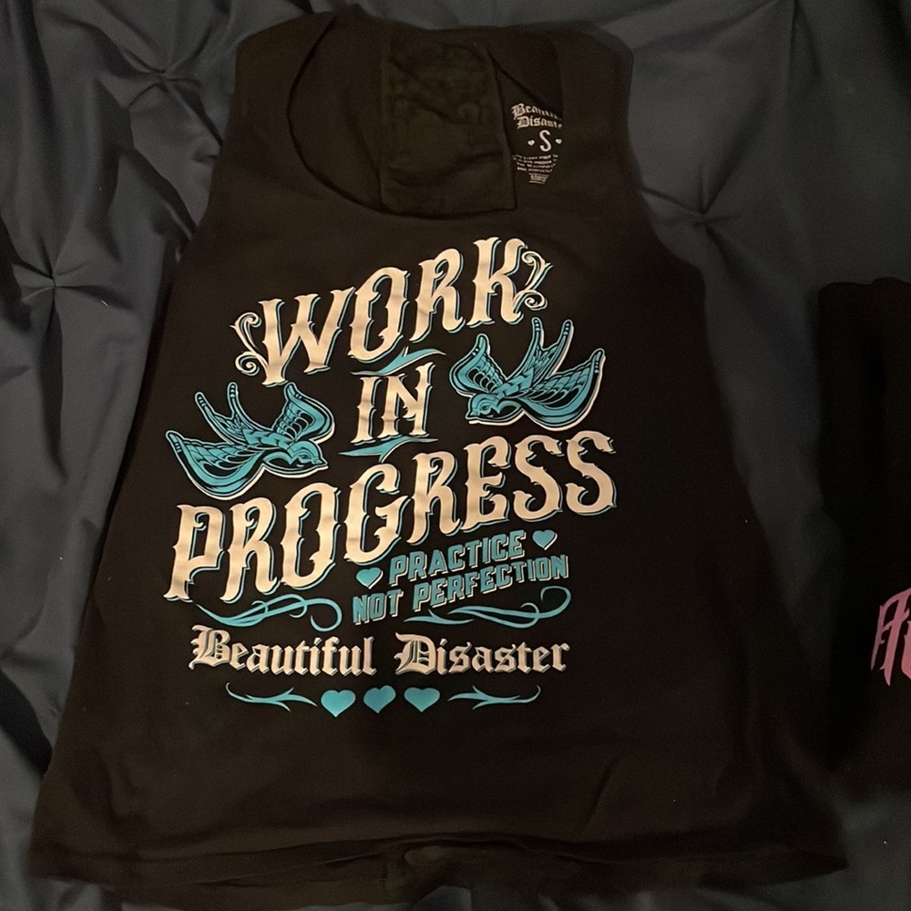 Work in progress black tank top